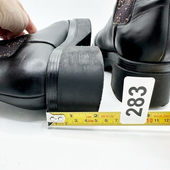 GUESS Women's Keanna Knit Detail Pull-On Lug Sole Faux Leather Chelsea Boots 8.5 - Picture 12 of 16